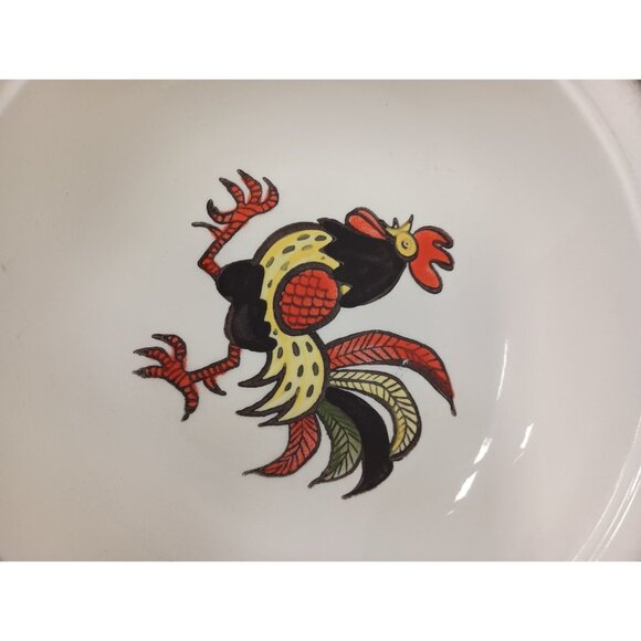 Vintage Metlox Poppytrail Red Rooster Round Serving Bowl Ceramic Hand Painted - Picture 3 of 10